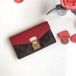 Replica Louis Vuitton Brown Monogram Red Pallas Wallet