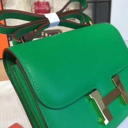 Replica Hermes Green Constance Mini 18 Smooth Leather Gold Hardware Bag