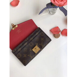 Replica Louis Vuitton Brown Monogram Red Pallas Wallet