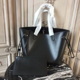Replica Louis Vuitton Black Textured Neverfull MM