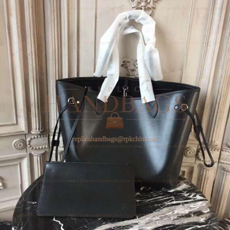 Replica Louis Vuitton Black Textured Neverfull MM