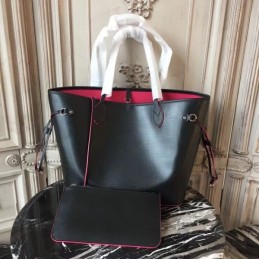 Replica Louis Vuitton Black Red Interior Neverfull MM