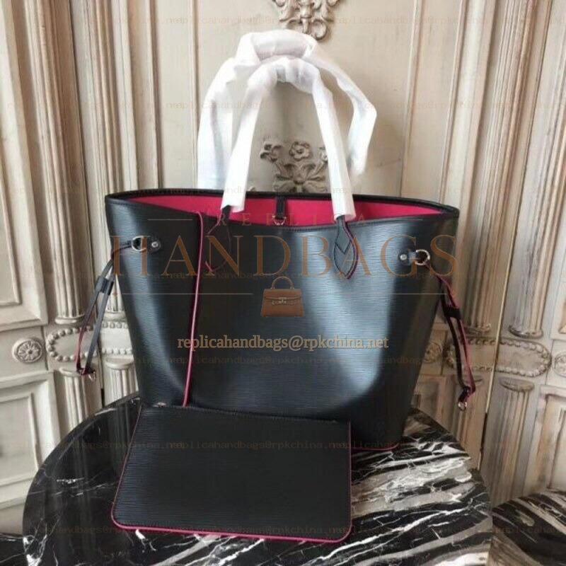 Replica Louis Vuitton Black Red Interior Neverfull MM