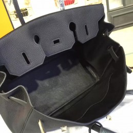 Replica Hermes Black Twilly Handle Birkin 35 Gold Hardware Bag