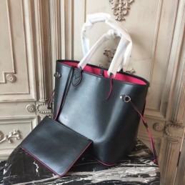 Replica Louis Vuitton Black Red Interior Neverfull MM