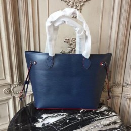 Replica Louis Vuitton Navy Blue Red Interior Neverfull MM