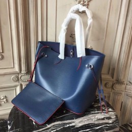 Replica Louis Vuitton Navy Blue Red Interior Neverfull MM