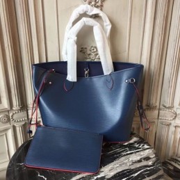 Replica Louis Vuitton Navy Blue Red Interior Neverfull MM