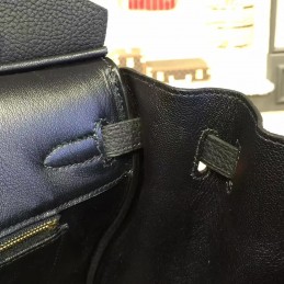 Replica Hermes Black Twilly Handle Birkin 35 Gold Hardware Bag