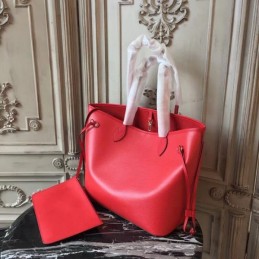 Replica Louis Vuitton Red Textured Neverfull MM