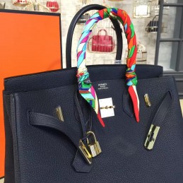Replica Hermes Black Twilly Handle Birkin 35 Gold Hardware Bag
