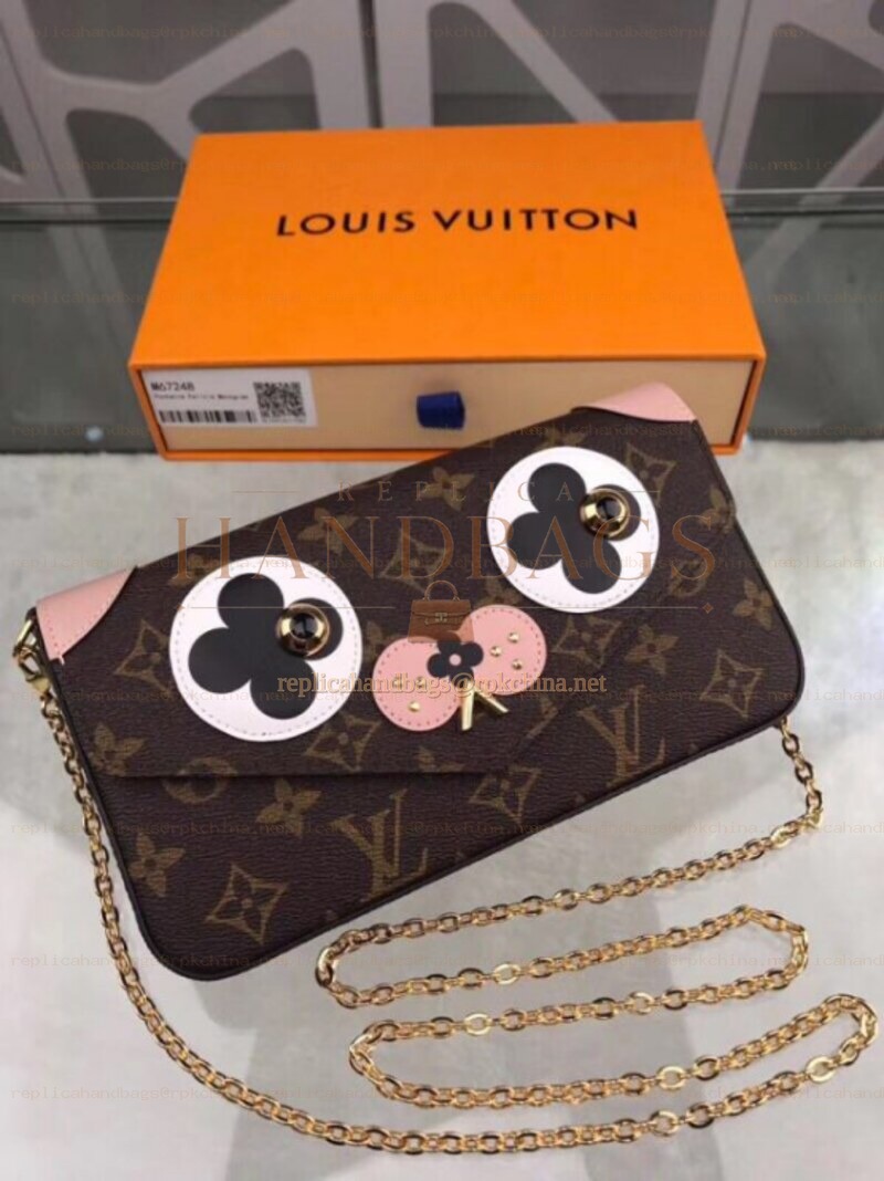 Replica Louis Vuitton Brown Monogram Cartoon Chain Felicie Pochette