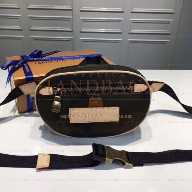 Replica Louis Vuitton Brown Camouflage Supreme Bumbag Beige Trim