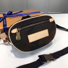 Replica Louis Vuitton Brown Camouflage Supreme Bumbag Beige Trim