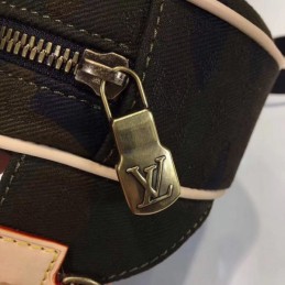 Replica Louis Vuitton Brown Camouflage Supreme Bumbag Beige Trim