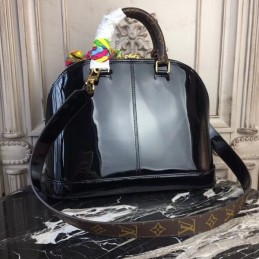 Replica Louis Vuitton Black Patent Monogram Alma PM