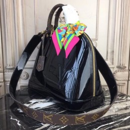 Replica Louis Vuitton Black Patent Monogram Alma PM