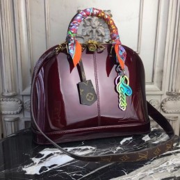 Replica Louis Vuitton Burgundy Patent Monogram Alma PM