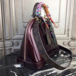 Replica Louis Vuitton Burgundy Patent Monogram Alma PM