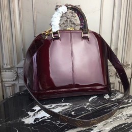 Replica Louis Vuitton Burgundy Patent Monogram Alma PM