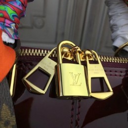Replica Louis Vuitton Burgundy Patent Monogram Alma PM