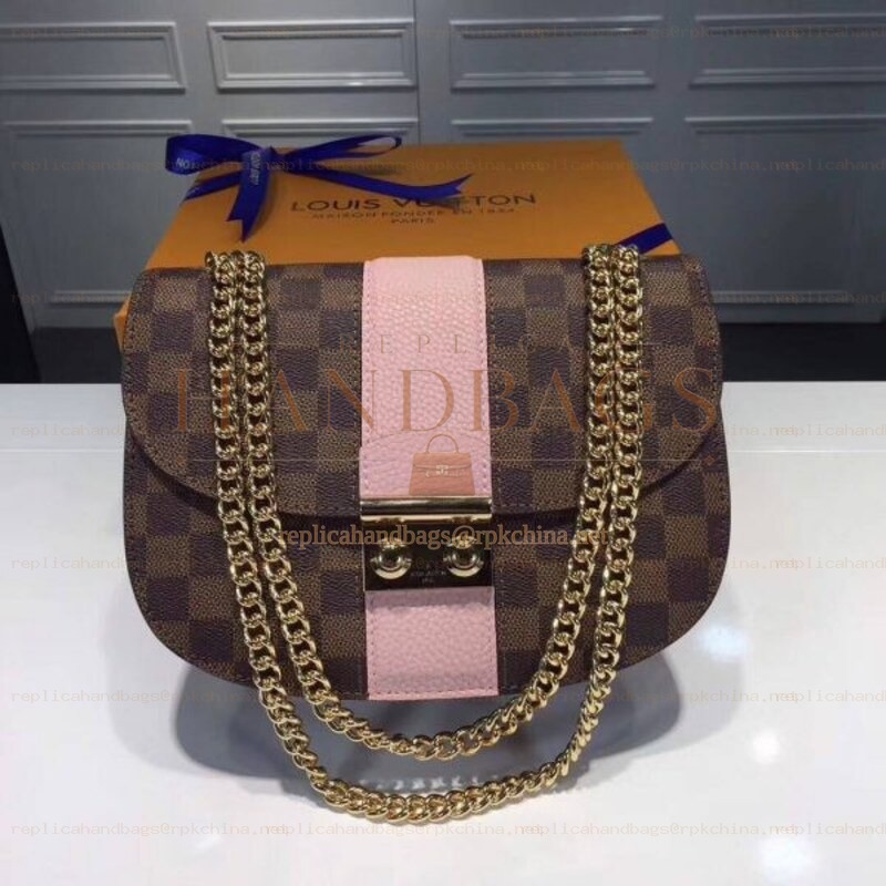 Replica Louis Vuitton Brown Damier Ebene Pale Pink Stripe Wight