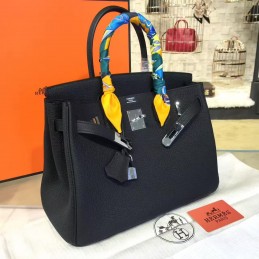 Replica Hermes Black Birkin 30 Gold Hardware Bag