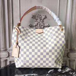 Replica Louis Vuitton White Damier Azur Beige Trim Graceful PM