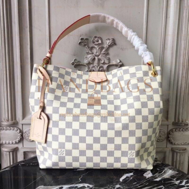 Replica Louis Vuitton White Damier Azur Beige Trim Graceful PM