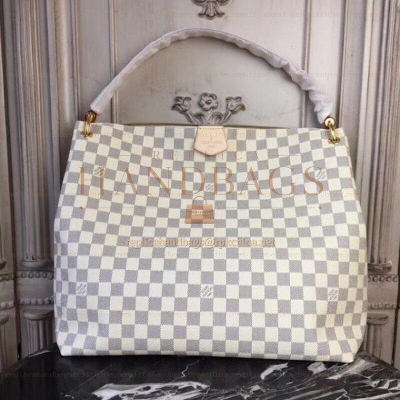 Replica Louis Vuitton White Damier Azur Beige Trim Graceful MM