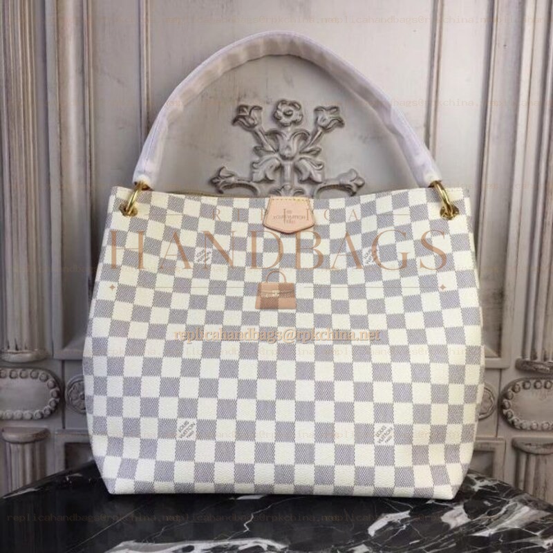 Replica Louis Vuitton White Damier Azur Pale Pink Trim Graceful PM