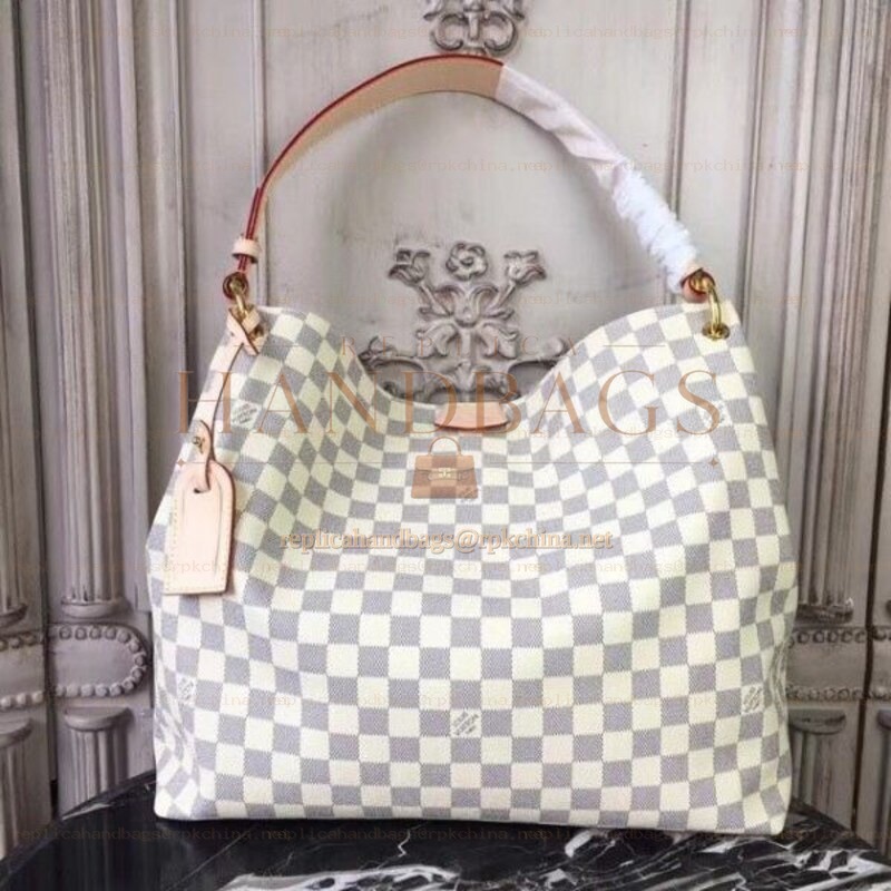 Replica Louis Vuitton White Damier Azur Pale Pink Trim Graceful MM