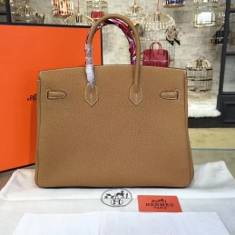 Replica Hermes Tan Birkin 35 Palladium Hardware Bag