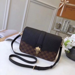 Replica Louis Vuitton Brown Damier Ebene Black Flap Clapton Bag - Style 2