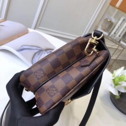 Replica Louis Vuitton Brown Damier Ebene Black Flap Clapton Bag - Style 2