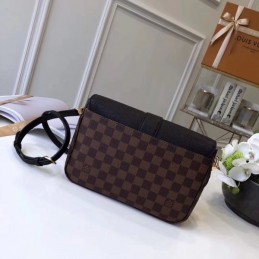 Replica Louis Vuitton Brown Damier Ebene Black Flap Clapton Bag - Style 2