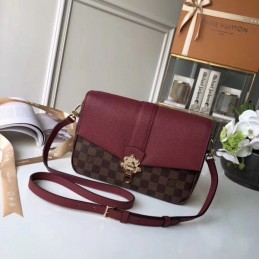 Replica Louis Vuitton Brown Damier Ebene Burgundy Flap Clapton Bag - Style 2