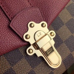 Replica Louis Vuitton Brown Damier Ebene Burgundy Flap Clapton Bag - Style 2