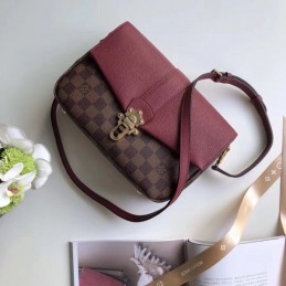 Replica Louis Vuitton Brown Damier Ebene Burgundy Flap Clapton Bag - Style 2