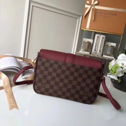 Replica Louis Vuitton Brown Damier Ebene Burgundy Flap Clapton Bag - Style 2