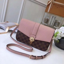 Replica Louis Vuitton Brown Damier Ebene Pale Pink Flap Clapton Bag