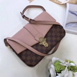 Replica Louis Vuitton Brown Damier Ebene Pale Pink Flap Clapton Bag