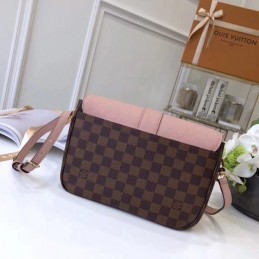 Replica Louis Vuitton Brown Damier Ebene Pale Pink Flap Clapton Bag