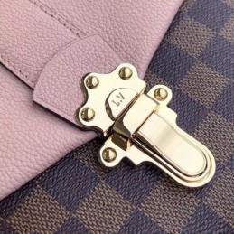 Replica Louis Vuitton Brown Damier Ebene Pale Pink Flap Clapton Bag