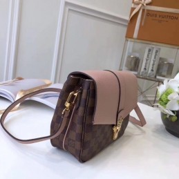 Replica Louis Vuitton Brown Damier Ebene Pale Pink Flap Clapton Bag
