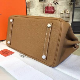 Replica Hermes Tan Birkin 35 Palladium Hardware Bag