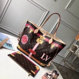 Replica Louis Vuitton Brown Monogram Floral Graphic Neverfull MM