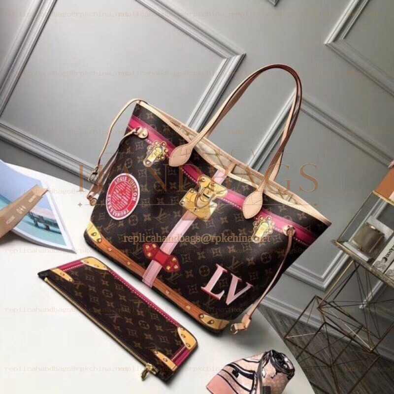 Replica Louis Vuitton Brown Monogram Floral Graphic Neverfull MM