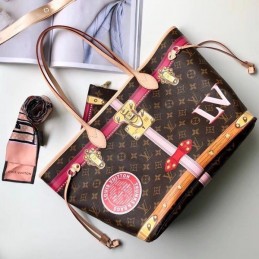 Replica Louis Vuitton Brown Monogram Floral Graphic Neverfull MM