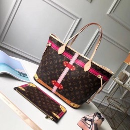 Replica Louis Vuitton Brown Monogram Floral Graphic Neverfull MM